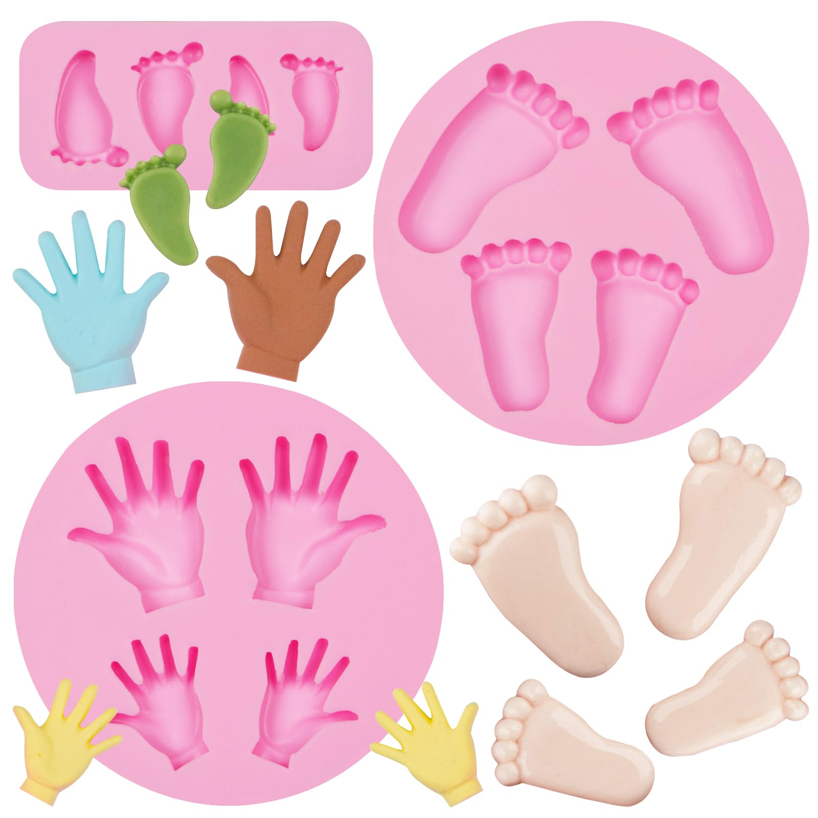 4 PCS Baby Feet Silicone Fondant Molds – 3D Cake Decorating Moulds For Baby Showers & Baking