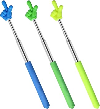 Bonsicoky 3 Pack Telescoping Teachers Pointer - Versatile Retractable Hand Pointers for Teaching and Presentations - Extendable to 21.7 Inches - Blue + Yellow + Green