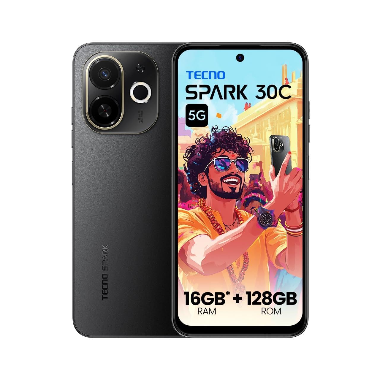 TECNO Spark 30C 5G (Midnight Shadow, 4GB + 64GB) | D6300 5G Processor | 5000mAh Battery | NFC, Infrared Remote Control | Dolby Atmos