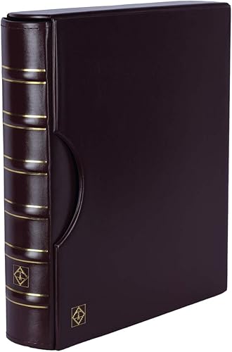 Lighthouse Carpeta clásica grande de 3 anillas rojoburdeos con estuche de almacenamiento para monedas, sellos, monedas, billetes de banco,