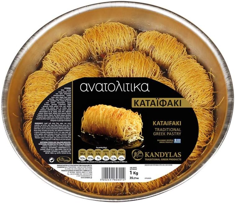 Kataifi with Nuts and Syrup, Traditional Greek Handmade Pastry, Net Weight 1kg