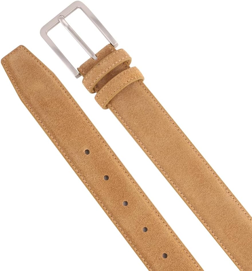Men's Belt Casual Genuine Leather Suede Belts for Men 1 3/8" Wide Elegant Golf Dress Belt - Image 4