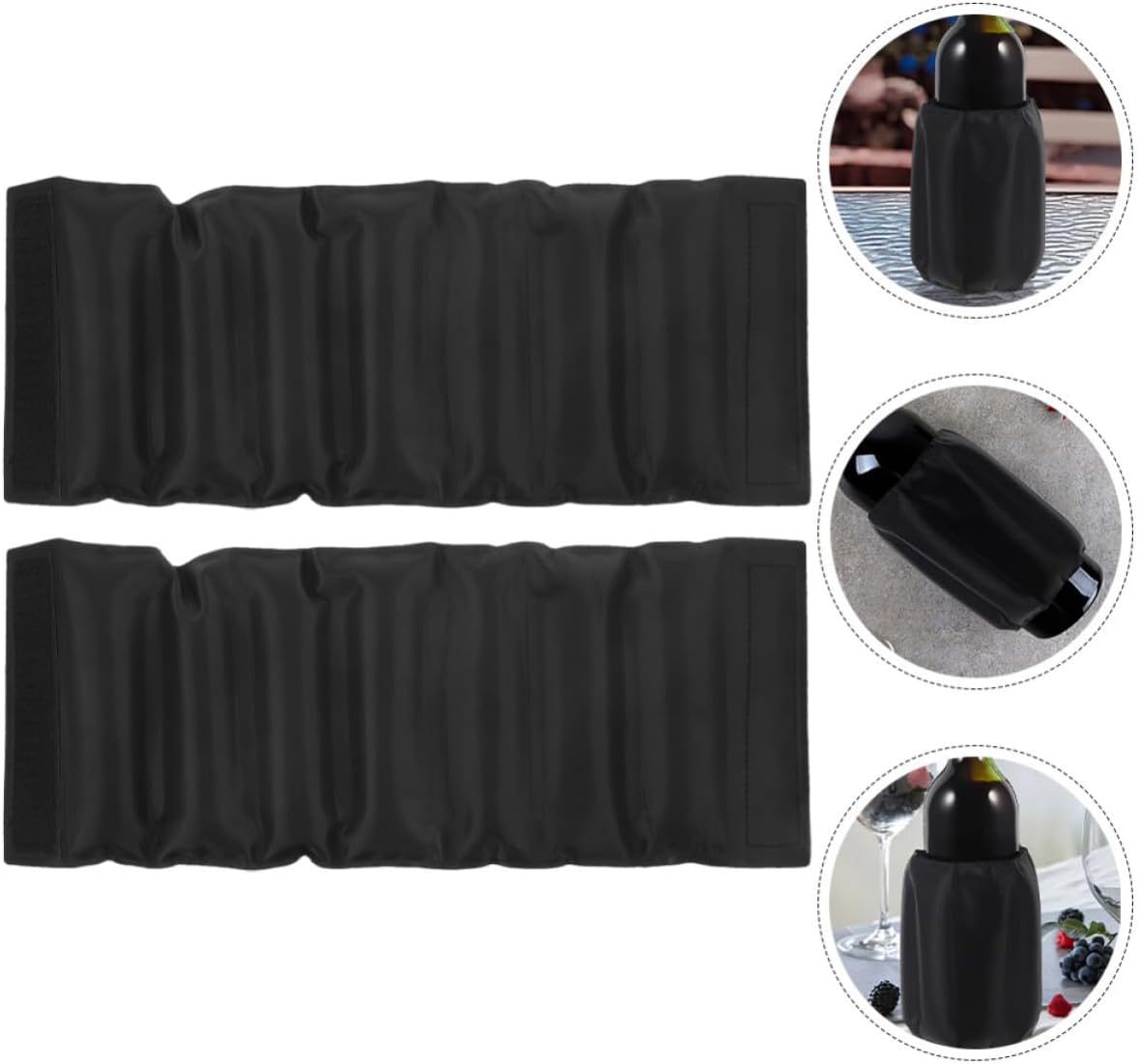 Wine Bottle Cooler Sleeves Practical and Easy to Use Gel Ice Packs Black 2pcs Reusable Cooler Pack for Beer Bottles for Daily Use