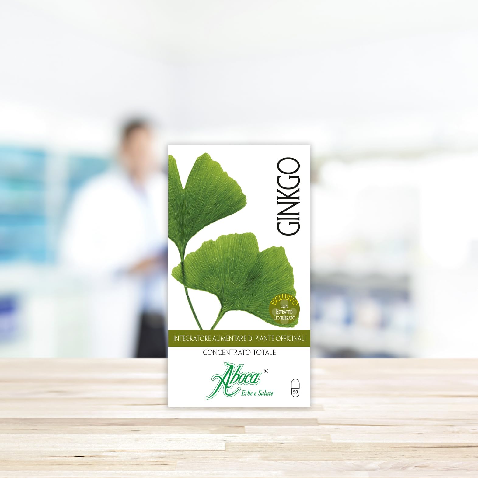 Aboca Ginkgo Concentrato Totale 50 Opercoli - Integratore Alimentare per la Fisiologica Funzionalità del Microcircolo e le Funzioni Cognitive