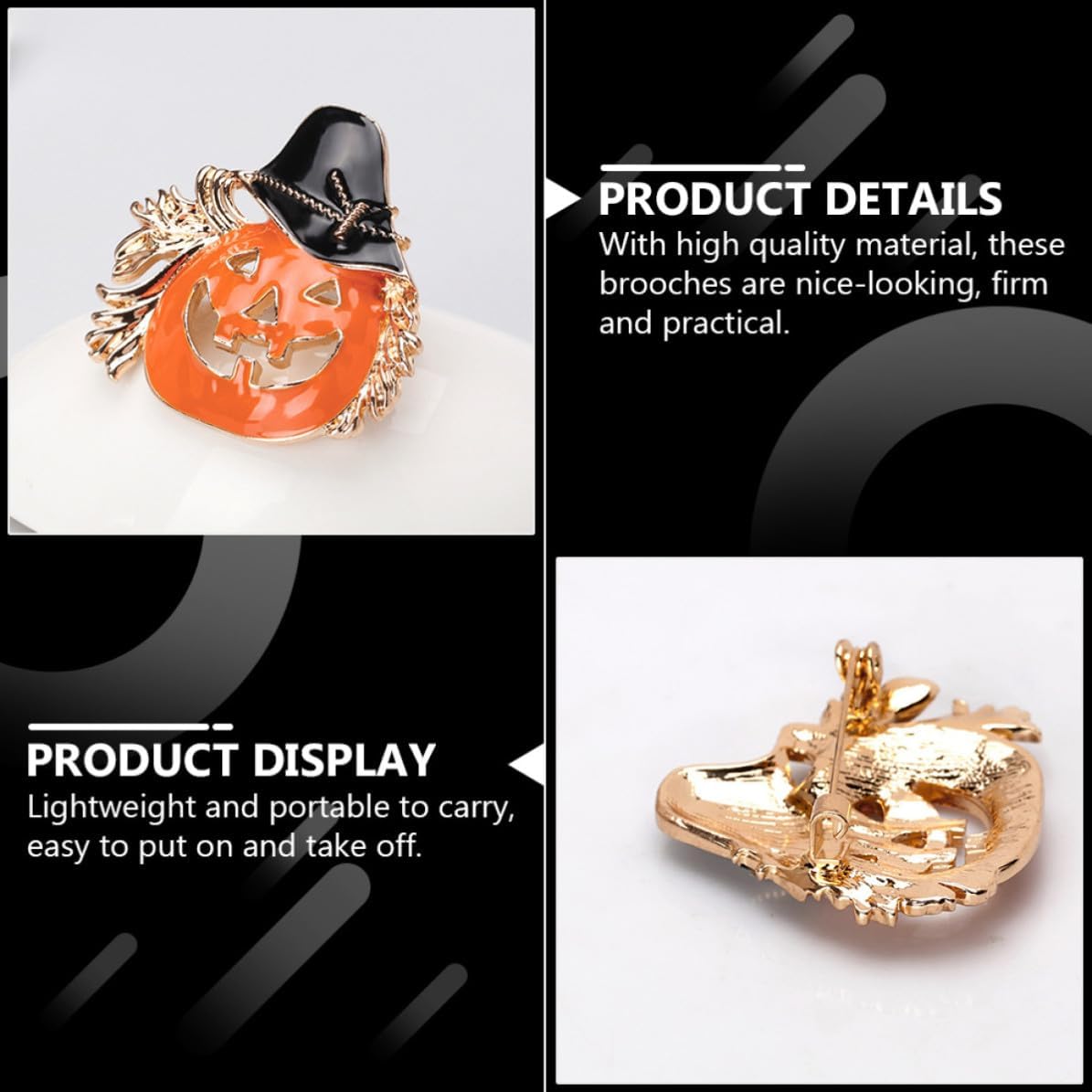 4pcs Halloween Cartoon Brooches, Pumpkin-shaped Alloy Brooches, Portable and Unique Decorations Suitable for Party Supply and Daily Outfits