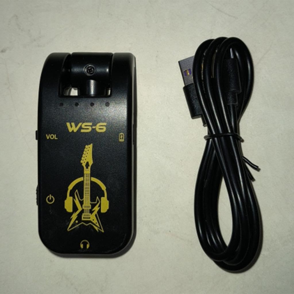 F Fityle Amplificador de auriculares para guitarra, portátil, ligero, para guitarra eléctrica y bajo, pequeño y silencioso, recargable.