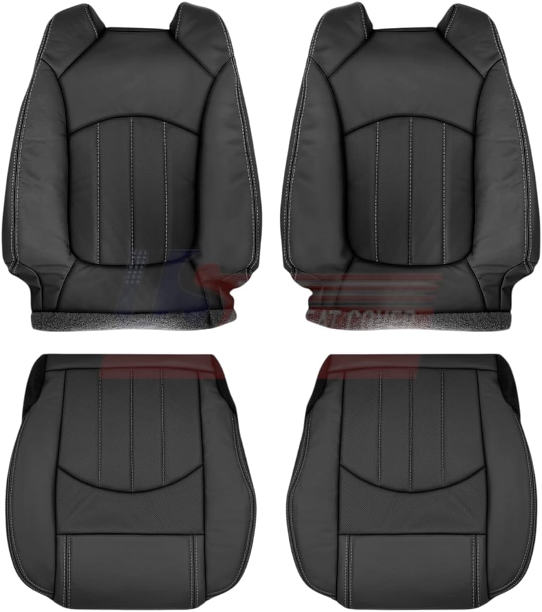 2013-2017 fits Chevy Traverse Genuine Leather Perfitsated Front Seat Covers Ebony (Placement on Vehicle:Driver and Passenger Top and Bottom;)