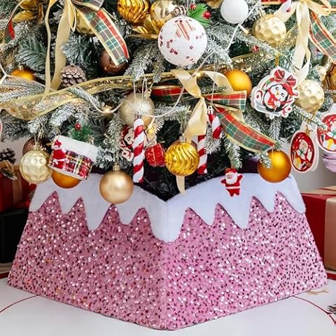 Colfiguorna 24" Sequin Christmas Tree Collar Cover