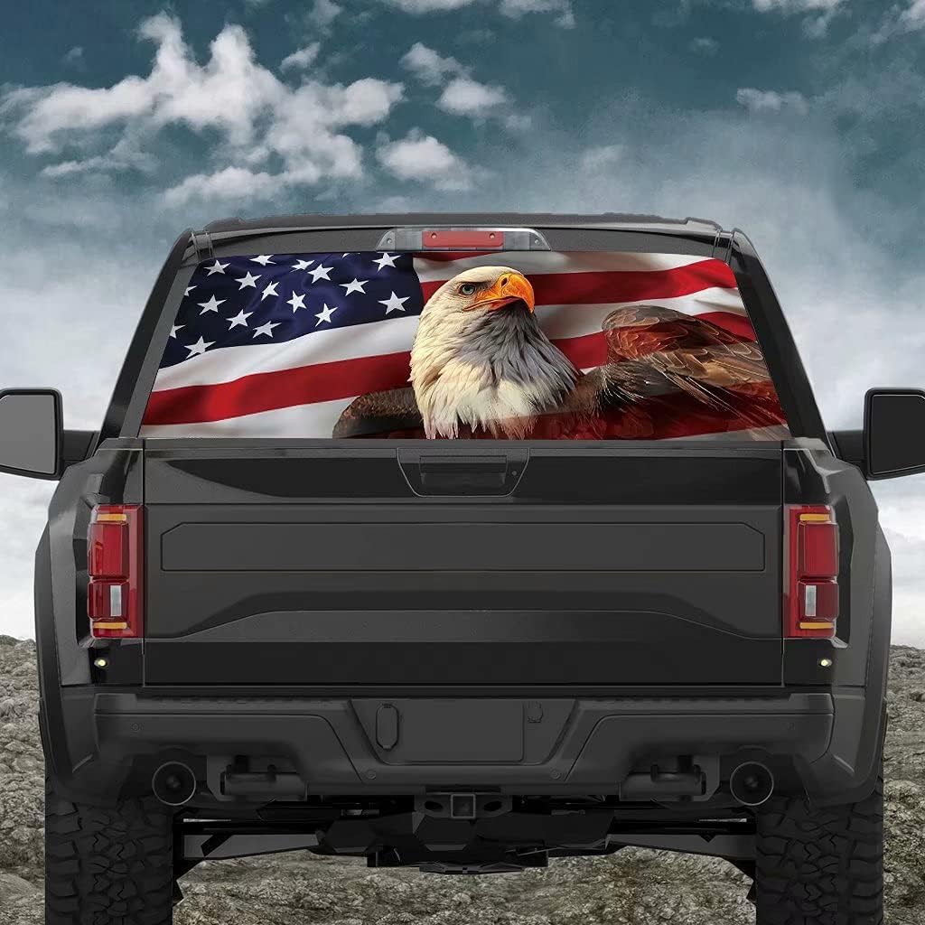 American USA Flag Eagle Car Rear Window Sticker Decoration,Perforated Window Film Decals for Truck Back Windshield,Scratch Hidden Car Stickers,Decor for Car