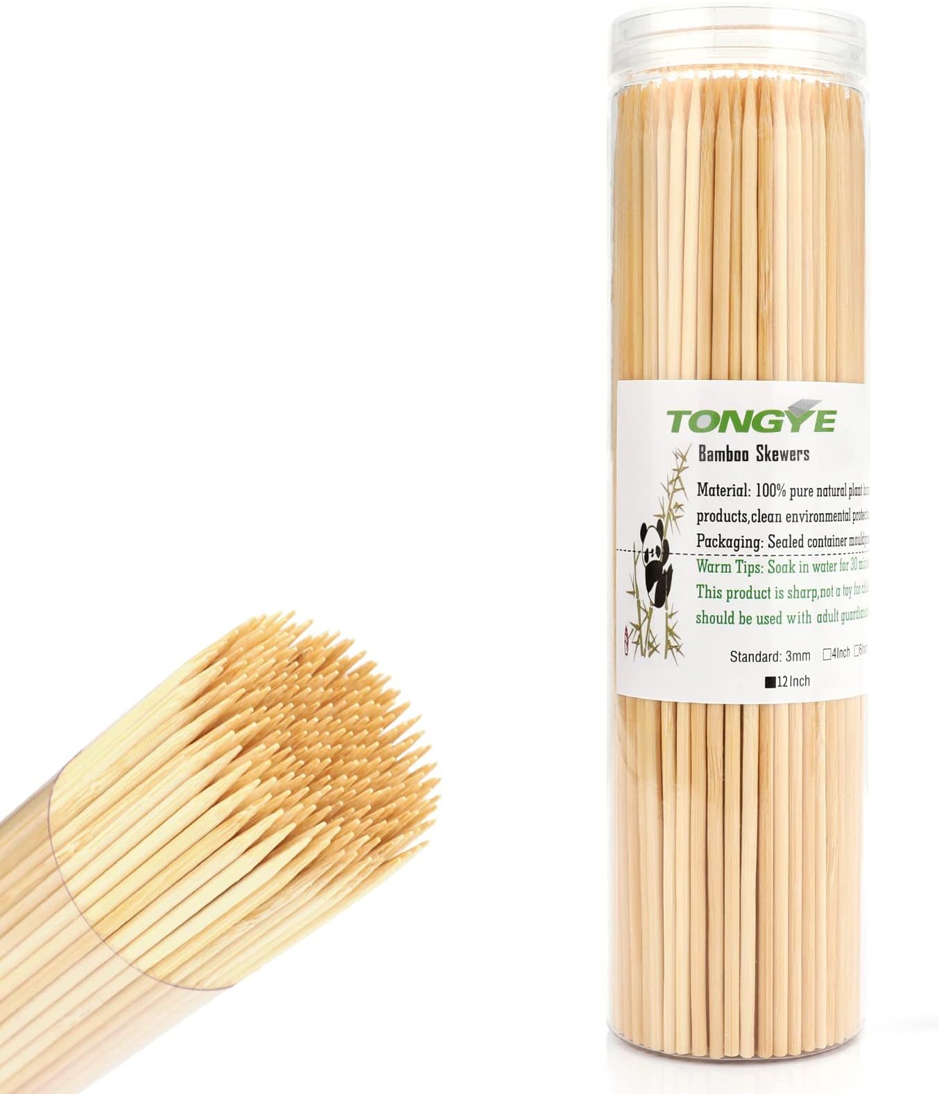 [200 PCS] 12 inch Bamboo Skewers, Premium Wooden Skewers Without Splinters, Skewers for Grilling, BBQ, Appetizer, Fruit Kabobs, Chocolate Fountain, Cocktail Toothpicks, and Food Skewer Sticks.