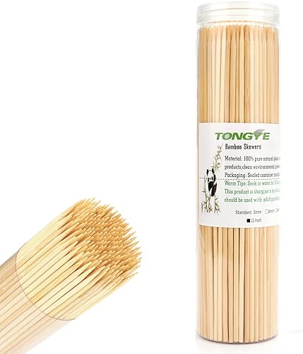200 unidades brochetas de bambú de 12 pulgadas, pinchos de madera de primera calidad sin astillas, brochetas para parrilla, barbacoa, aperitivo,