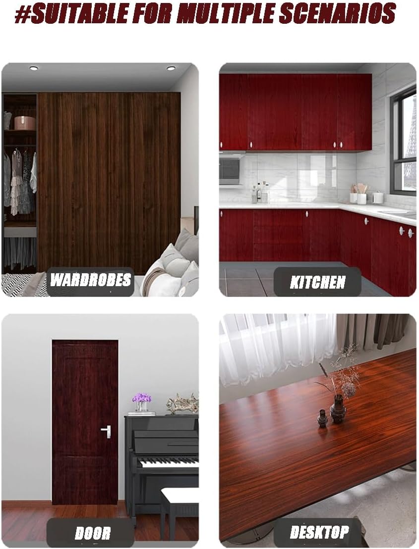 Wood Grain Contact Paper Wallpaper Multiple Colors Available Peel-and-Stick Design Removable(Apricot,5m*122cm)