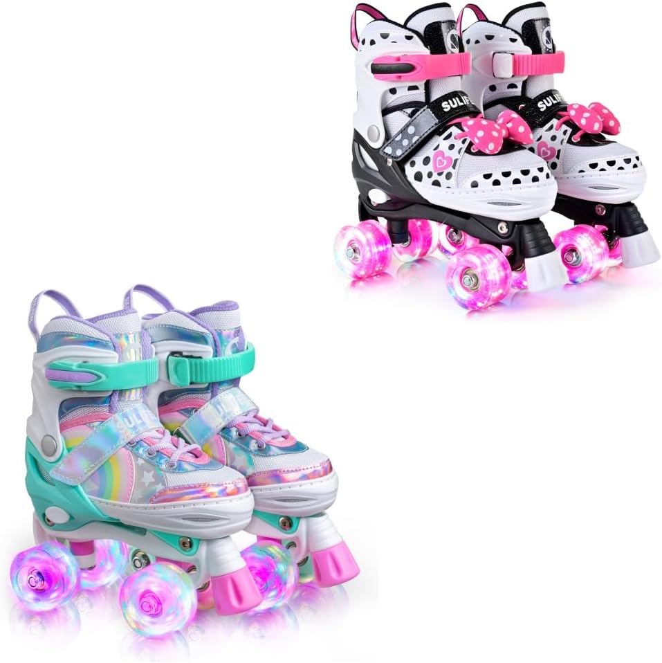 Roller Skates for Girls with Polka Dots White-S