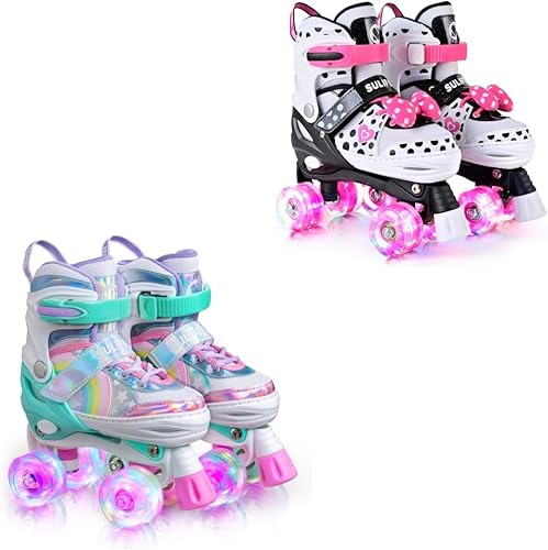 Patines para niñas con lunares, color blanco, M