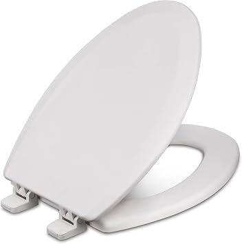 Centoco Elongated Toilet Seat, Wood Core/Plastic Finish, White | Heavy-Duty Wood Core with Plastic Scratch-Resistant Finish, Made in the USA, 900-001