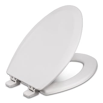 Centoco Wooden Toilet Seat Elongated, Closed Front with Cover, Residential, Made in the USA, DSAZAM900-001, White