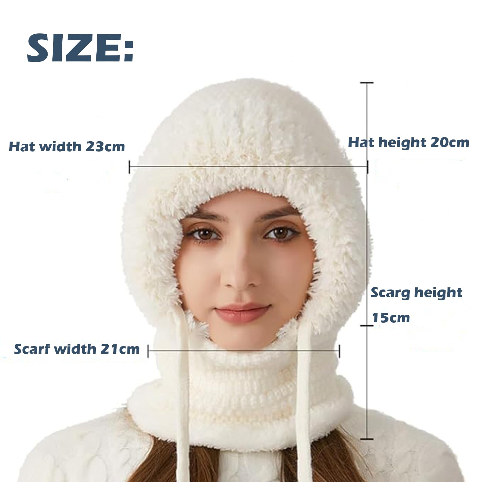 2 gorros 3 en 1 con bufanda y máscara para mujer, conjunto de bufanda y máscara de esquí de punto, todo en uno, sombrero resistente al viento
