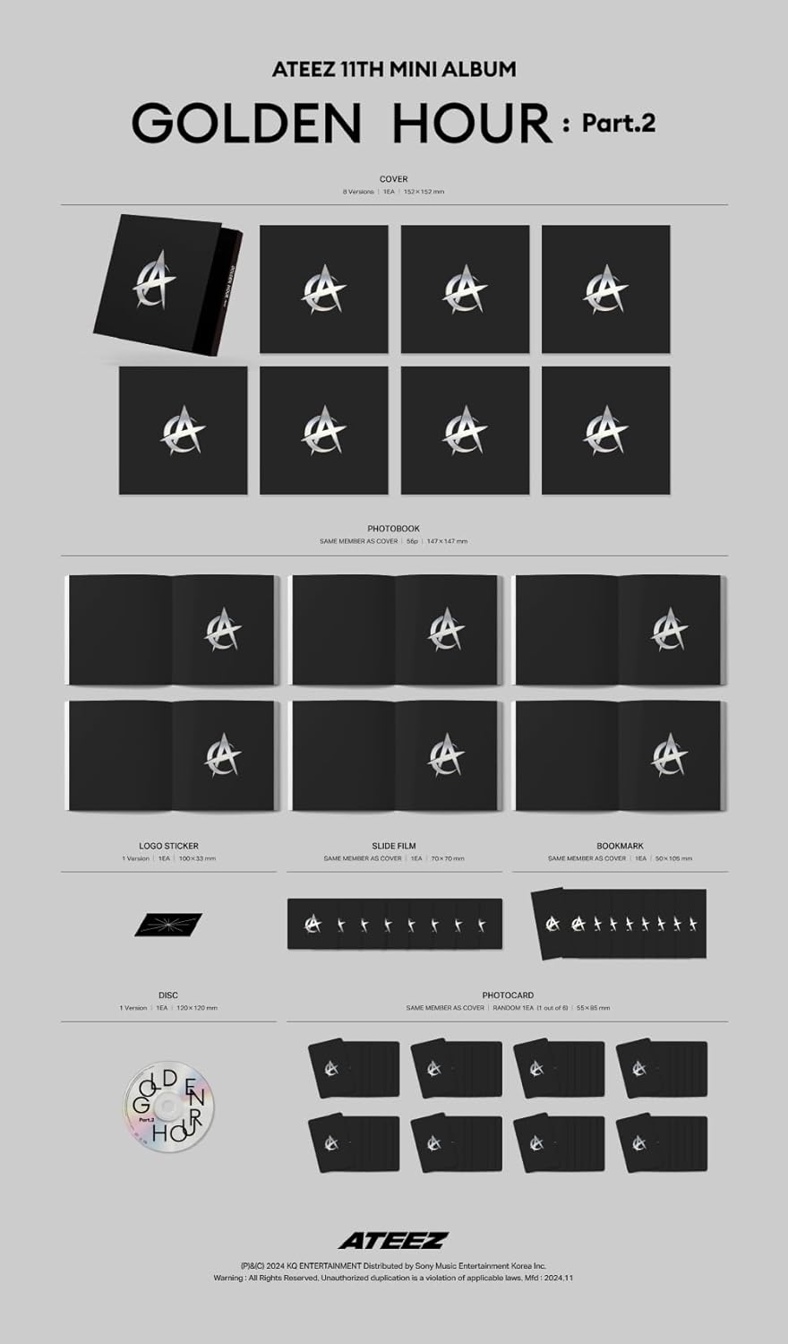 AT'EEZ GOLDEN HOUR Part.2 11th Mini Album with Tracking Sealed ATZ (Digipack 8 Version Set)