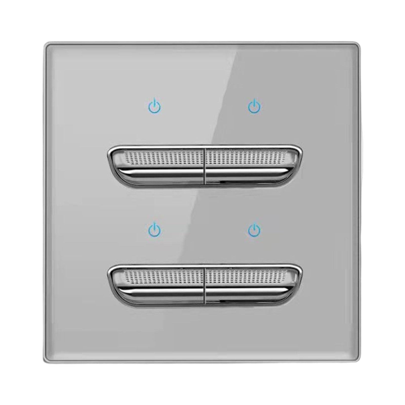 Contemporary 86mm Toggle Switch Panel LED Backlight Hardened Glass Surface Easy Installation Home Wall Plate Gray Recessed Toggle Reset Switch Plate