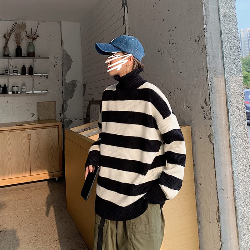Image of Unisex Striped Sweater Gothic Pullovers Oversized Knitted Jumpers Alt Emo Sweatshirts Harajuku Streetwear Grunge Clothes