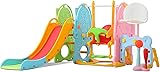 UNICOO - Toddler Slide and Swing Set, Kids Indoor and Outdoor Playground Combination for Boys & Girls (Kids Playground Set-8 in 1 - Mixed Color)
