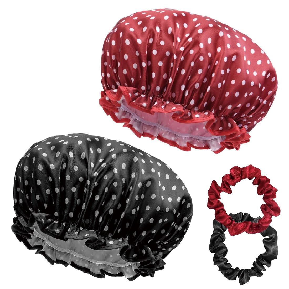 Doppelschichtige Satin-Duschhaube Für Frauen – Wiederverwendbar, Verstellbar, Für Langes & Lockiges Haar