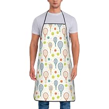 Chef Aprons For Men And Women - Colorful Tennis Racket Print Oil Resistant Waterproof Bib Apron For Cooking, Bbq, Grilling, Kitchen Aprons For Women Men