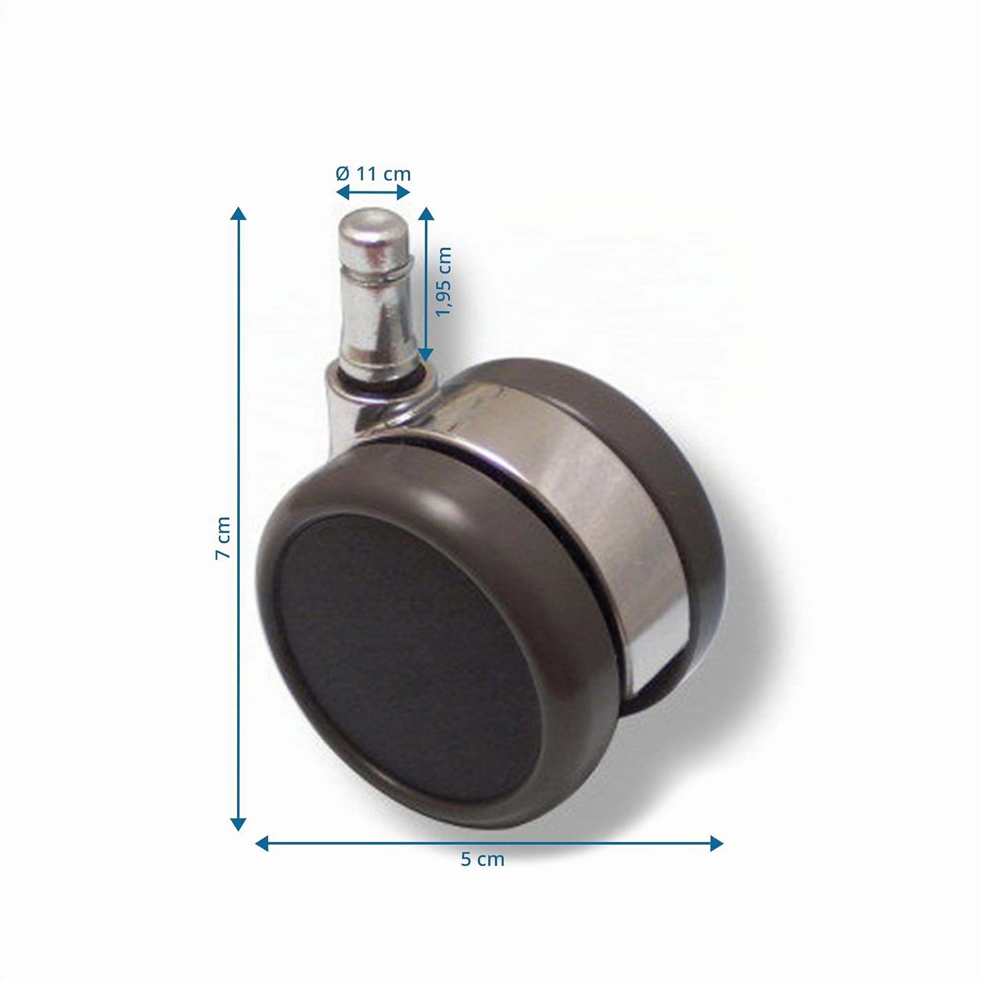 hjh OFFICE 619020 5x rotelle design 11mm / 65mm rotelle per sedie da ufficio per pavimenti duri cromo (confezione da 5)