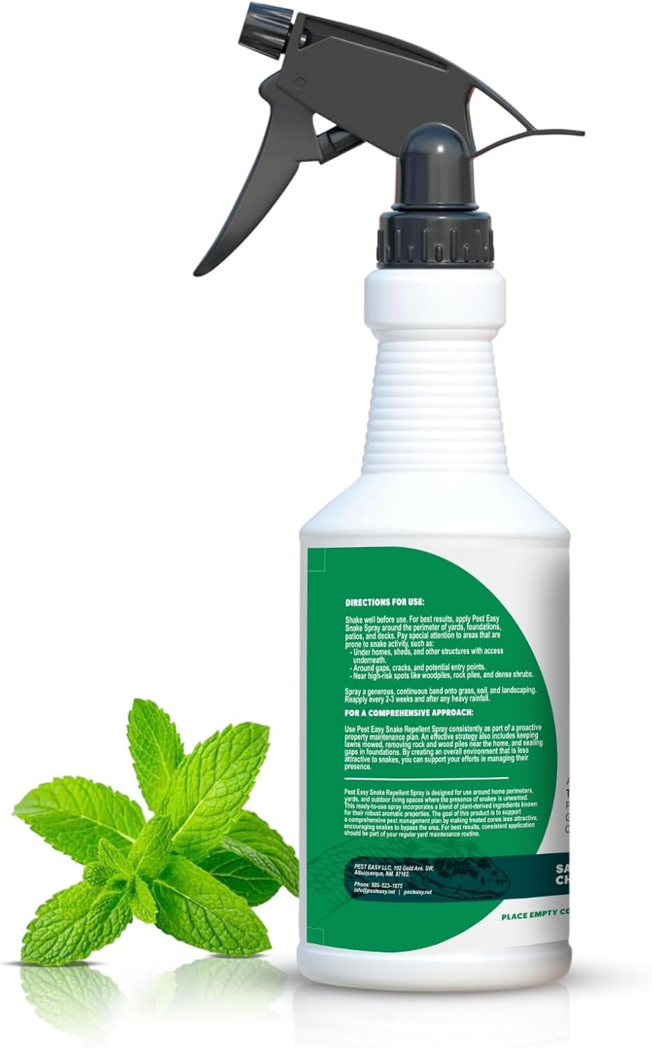 32oz Peppermint Oil Snake Repellent Spray for Yard – Natural Pet Safe Snake Deterrent for Indoor Outdoor Garage Use – Extra Strength
