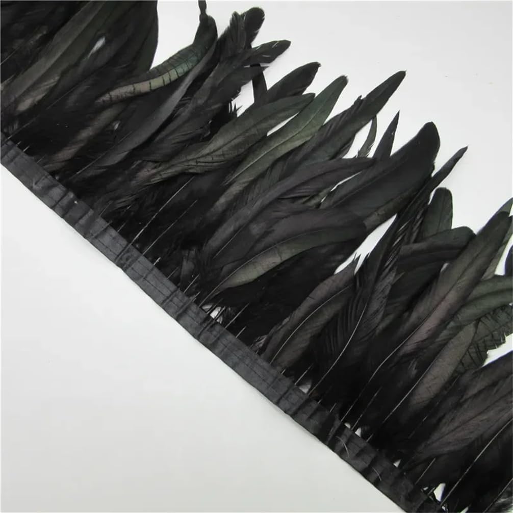 10 Meter Natural Rooster Feathers Fringe Trim for Craft 25-30 Cm Ribbon DIY Sewing Clothing Party Decorations Rose Red 10Meter
