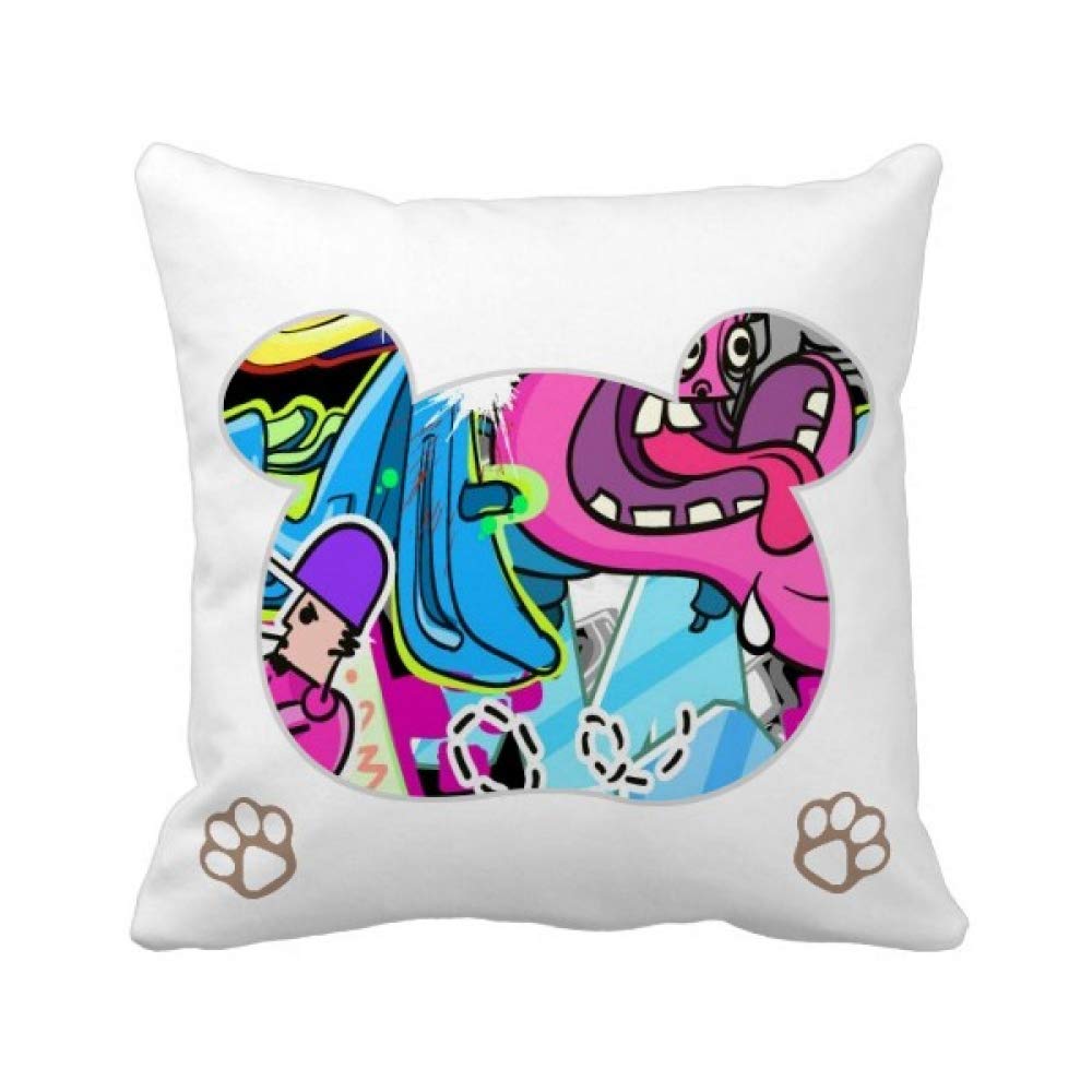 Housse de coussin ours monstre colorée avec fermeture éclair