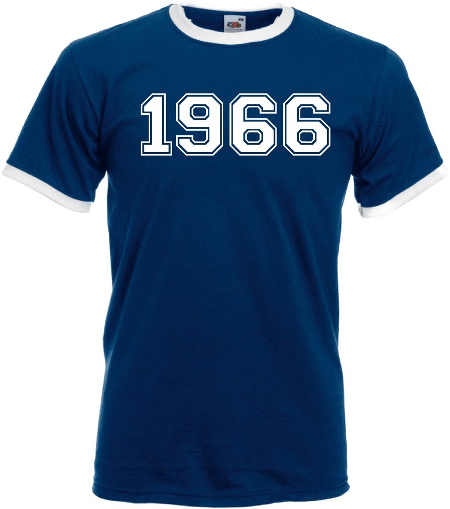 DCG PRINTWEAR Varsity 1966 College Unisex Ringer T-Shirt Birthday Gift Present Funny Novelty Top