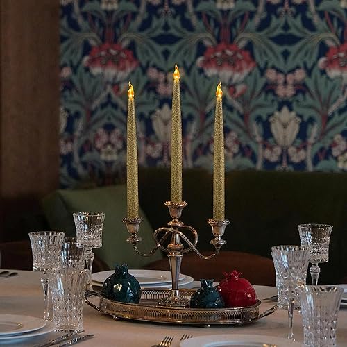 Vista 3 de Furora Lighting - Velas largas LED sin llama, para ventana, a pilas, velas eléctricas con función de temporizador de 6 horas Oro 11.5