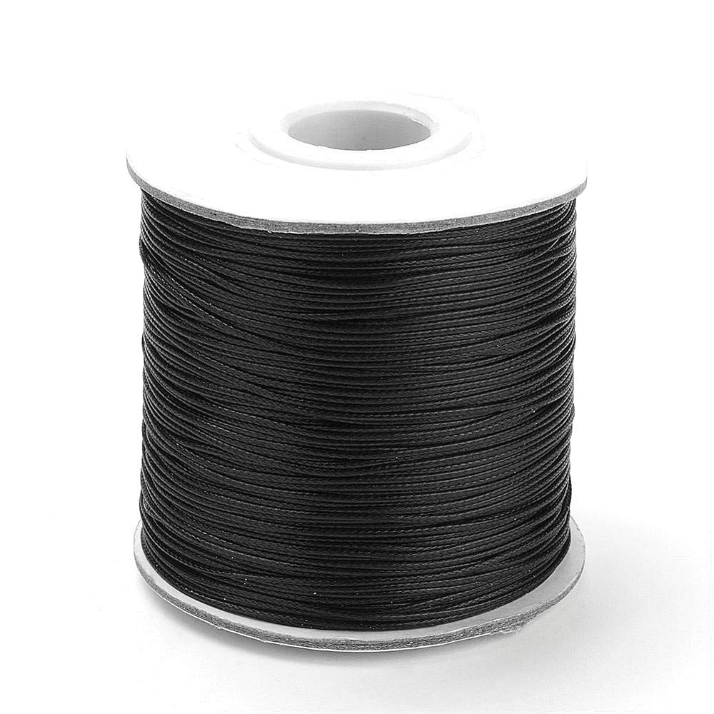 Charming Beads Black Waxed Polyester String Cord 15M Continuous Length 0.5Mm Thick - Perfect For Crafting And Jewellery Making