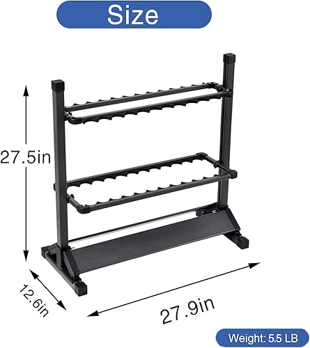 Miniatura 4 de JOYWAVE Soportes para caña de pescar, soportes de caña de pescar de aluminio, estante portátil para caña de pescar, soporta hasta 24 cañas, ruedas