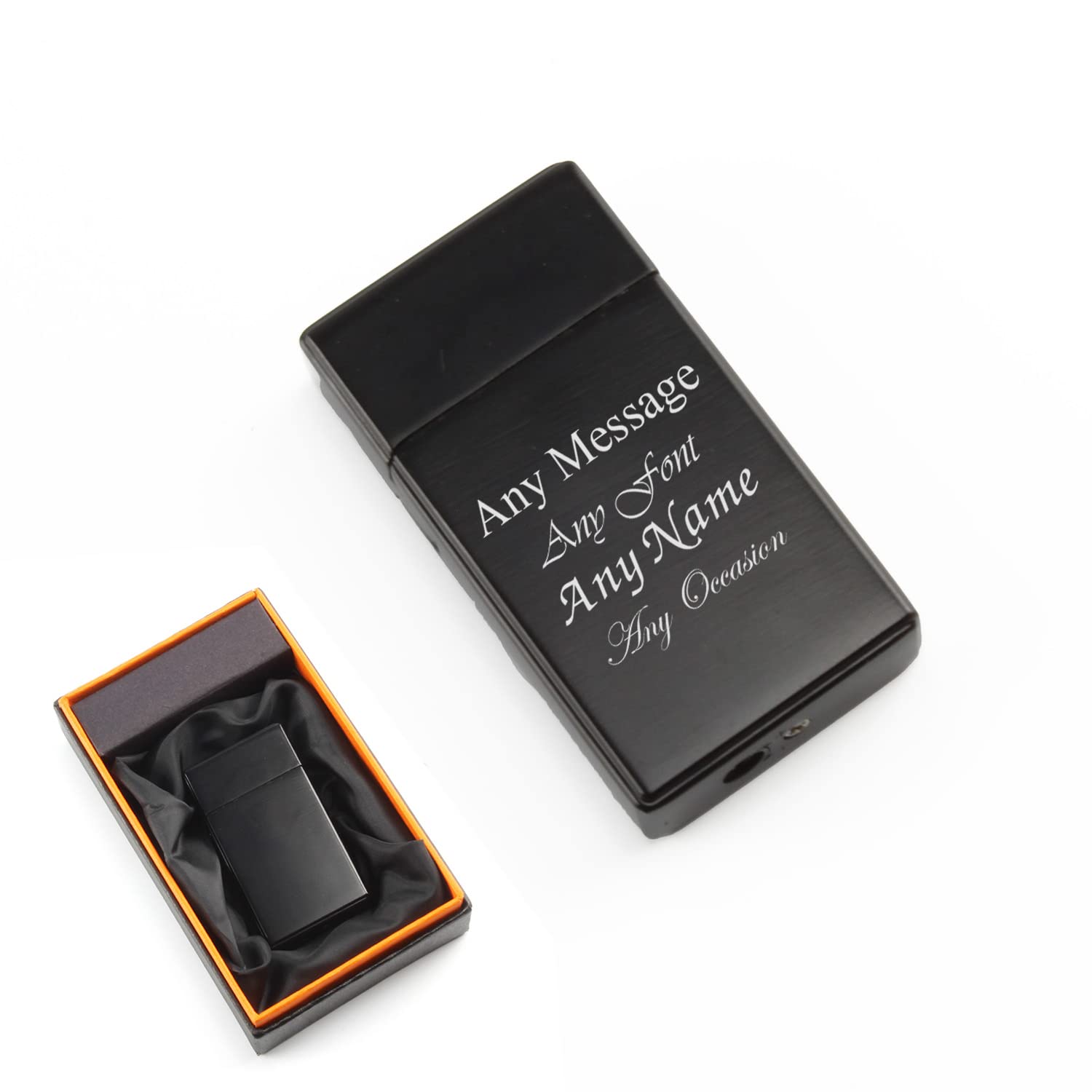 Personalised Engraved Black Torch Gas Jet Lighter, Comes With Presentation Box, Any Message Design, Gift For Him, Grandad, Fathers Day, Engraved In The UK