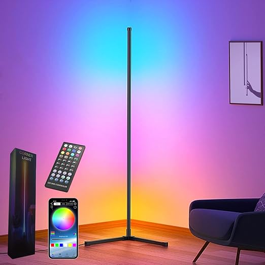 Corner Floor Lamp,60” Smart RGB LED Corner Lamp with App and Remote