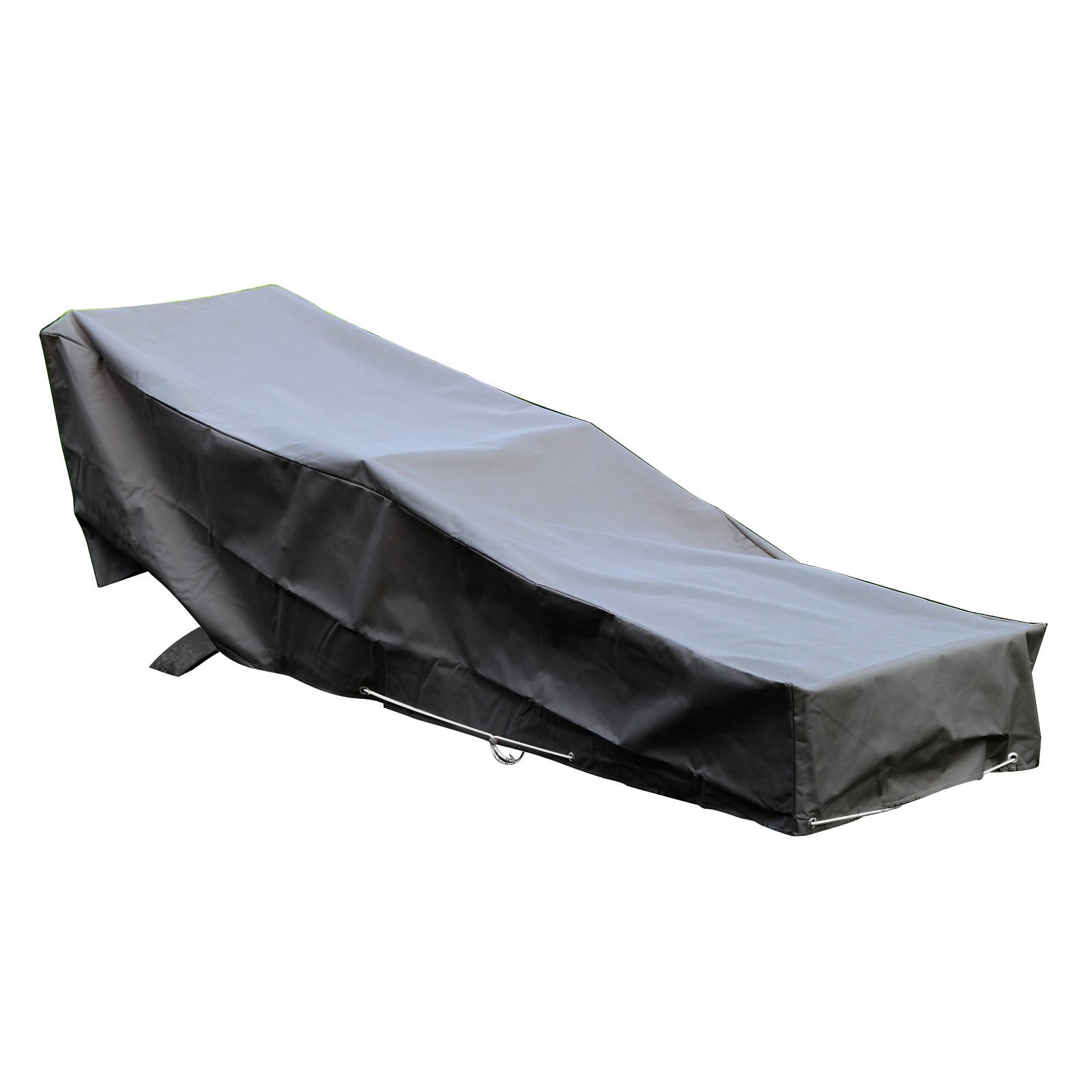 GREEN CLUB Housse De Protection pour Chaise Longue transat de Jardin Haute Qualité Polyester doublée PVC L 205 x l 70 x h 60 cm Couleur Anthracite