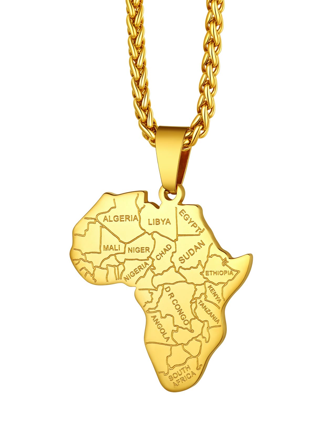 RichsteelAfrican Map Necklace for Men Women Stainless SteelRecycled Claim Standard Blended