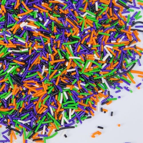 Halloween Sprinkles Mix 4.6 Oz (130G) - Edible Orange, Black, Purple, Green And White Jimmies For Baking, Cookies, Cupcakes, Ice Cream Decorating - Spooky Halloween Sprinkles Holiday Party Supplies