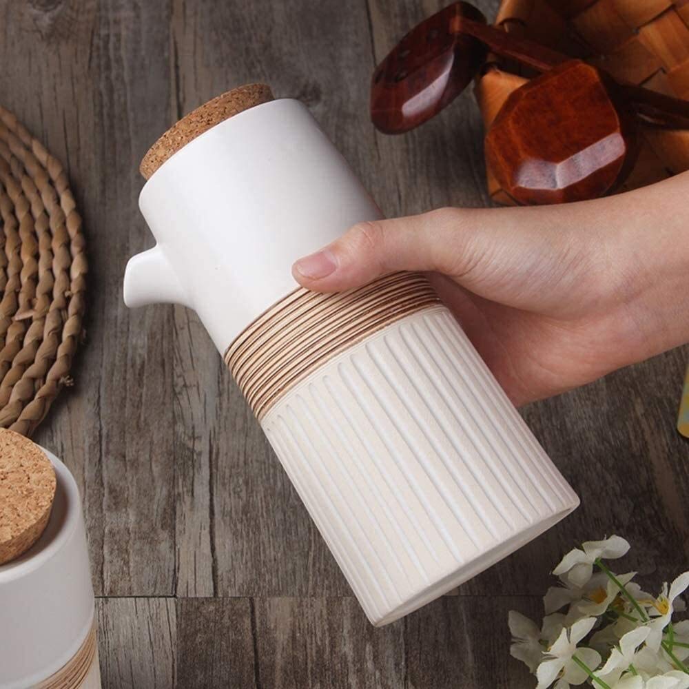 Dozownik octu i oleju ręcznie wykonany ceramiczny dozownik oliwy z oliwek lub octu Retro Color 480 ml