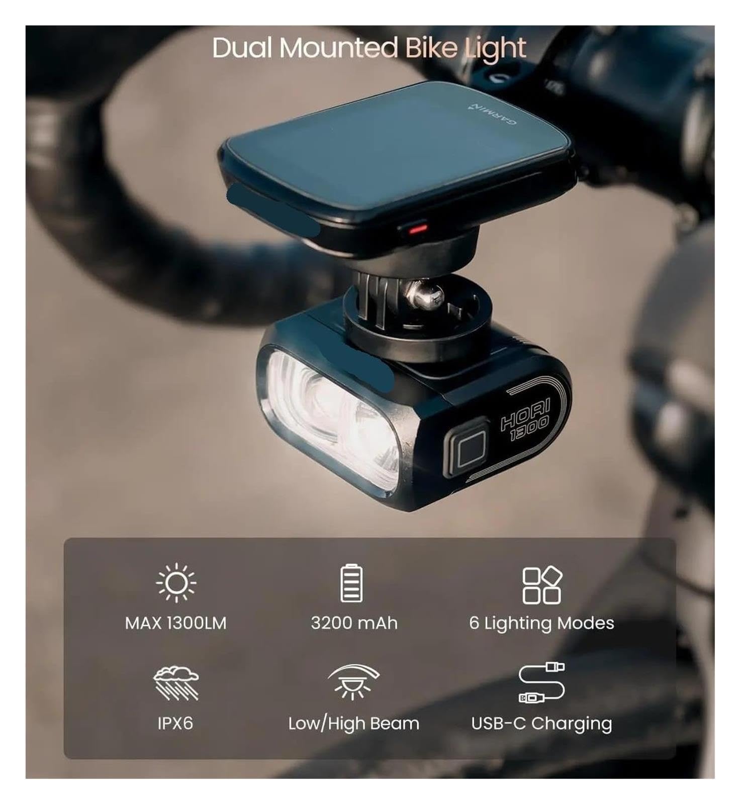 1 luz de Bicicleta de Doble Montaje Hori 1300.
