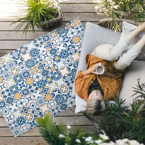 Tapis du sol vinyle imperméable PVC rectangle pour protéger et décorer un balcon