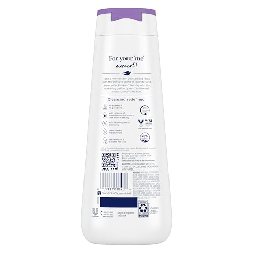 Unilever Dove Body Wash Relax Lavender Oil & Chamomile for 24hr Lotion-Soft Skin Moisturizing Skin Cleanser with No Sulfates No Parabens 20 oz