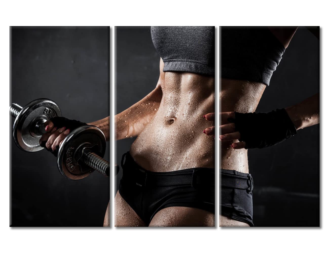 Inspirational Wall Art Bodybuilding Girl Fitness Workout Posters and Prints Muscle Gym Pictures Black and White Room Decor Stretched Framed Giclee Print Gallery Packaging Artwork, 42" Wx28 H