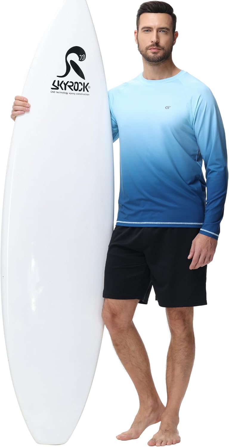 Satankud Men's UPF 50+ Rash Guard Swim Shirts Short/Long Sleeve Sun Protection Summer Beach Hawaiian T-Shirt - Image 5