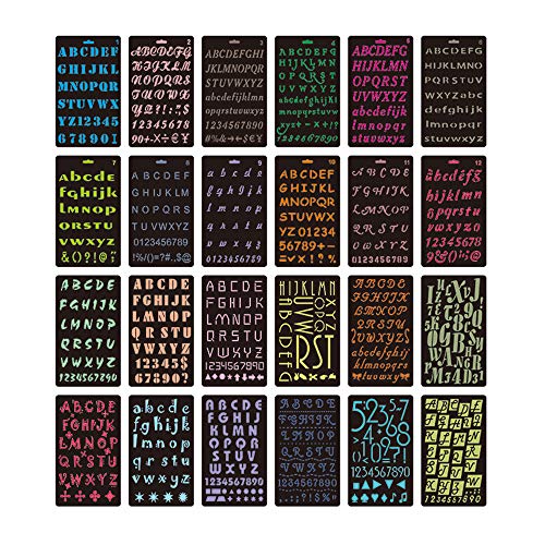 Zcketo 24 Pack Letter Stencils, 7x4 Inch Alphabet Stencils, Letter Stencil, Lettering Alphabet Stencil, Letters and Numbers Stencils , Scrapbook Painting Stencils, Journaling Stencils