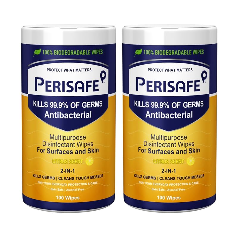 Multipurpose Disinfectant Wipes For Surfaces & Skin-100x2=200 Wipes | 100% Biodegradable Wipe | Antibacterial | 2-IN-1- Kills Germs & Cleans Tough Messes