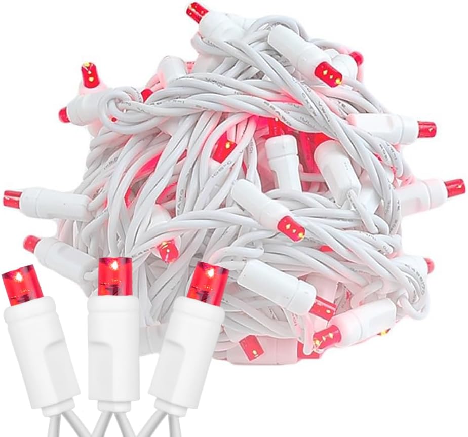 Novelty Lights 34ft Christmas String Lights, 100 Teal LED Bulbs on White Wire, 4" Spacing, Connectable Indoor Outdoor Commercial Grade Lighting for Holidays Patio Weddings