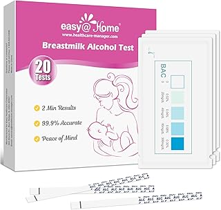 Easy@Home Breastmilk Alcohol Test Strips, at Home Alcohol Test for Breastfeeding and Lactation Milk Testing, Give Nursing Mothers Clarity, Easy, Quick and Precise Detection, EBA-20T, 20-Pack